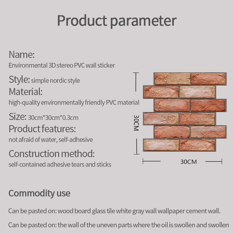 Bril - Pegatina de ladrillo 3D para pared