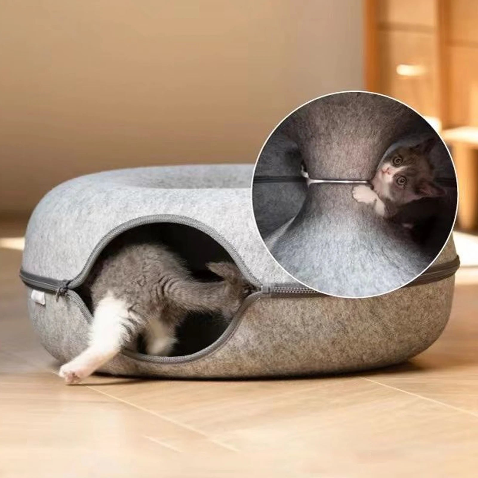 Cahu - Cama Dúnut Túnel Interactivo para Gatos 😸