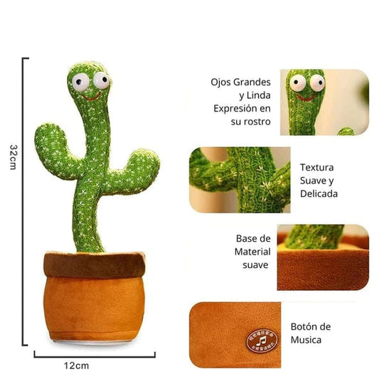 Cactus Bailarín Recargable que Repite Todo lo que Escucha